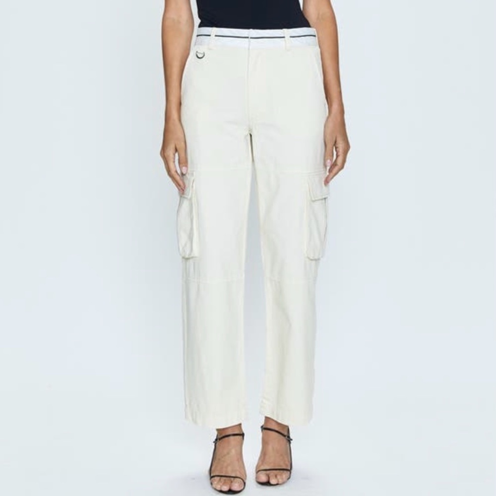Pistola Addie Straight Leg Cargo Pants Eggshell SZ 31